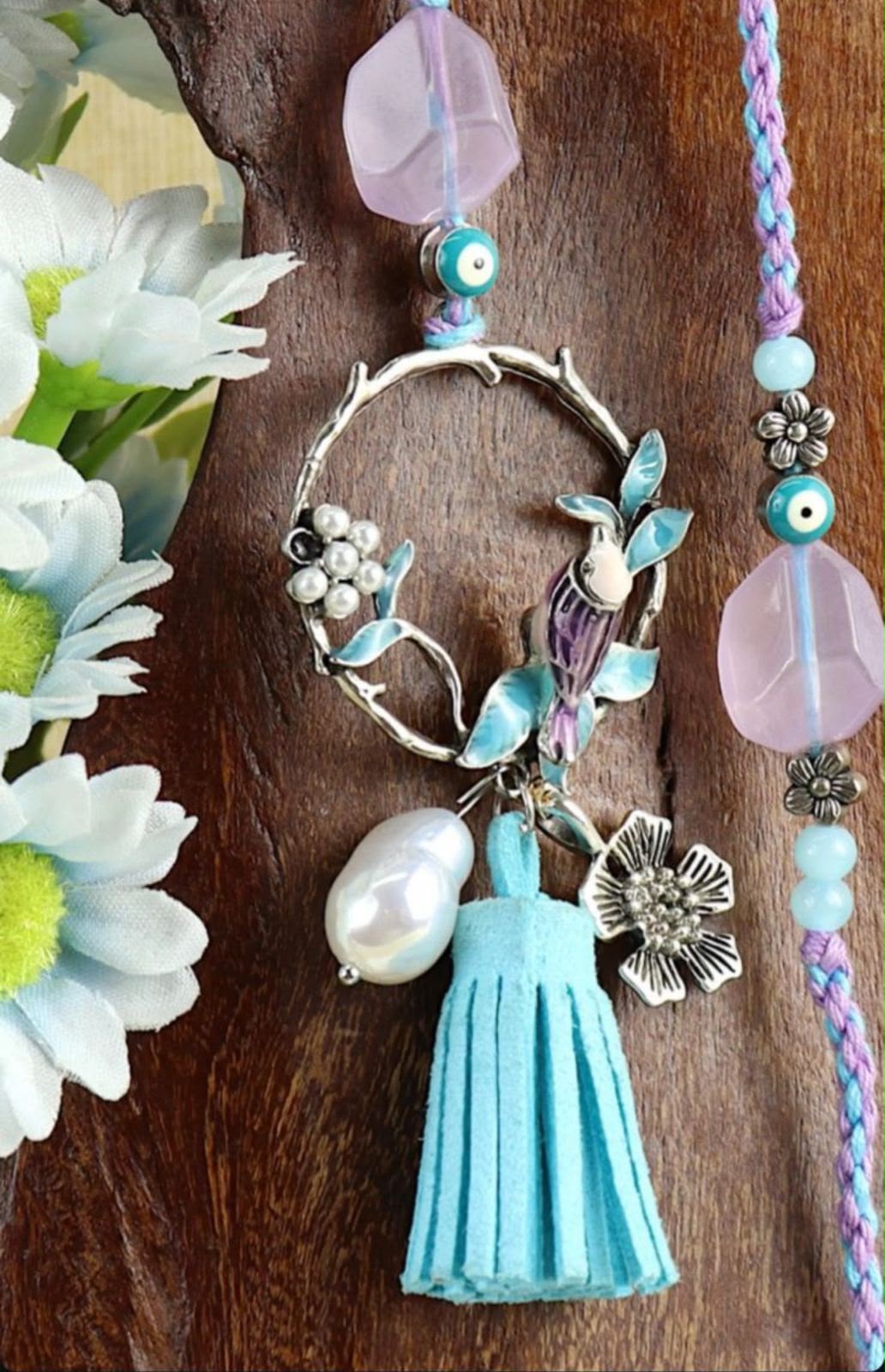 Designer Stone Rakhi With Bird Lumba