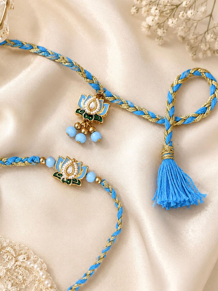 Lotus Rakhi & Lumba Set