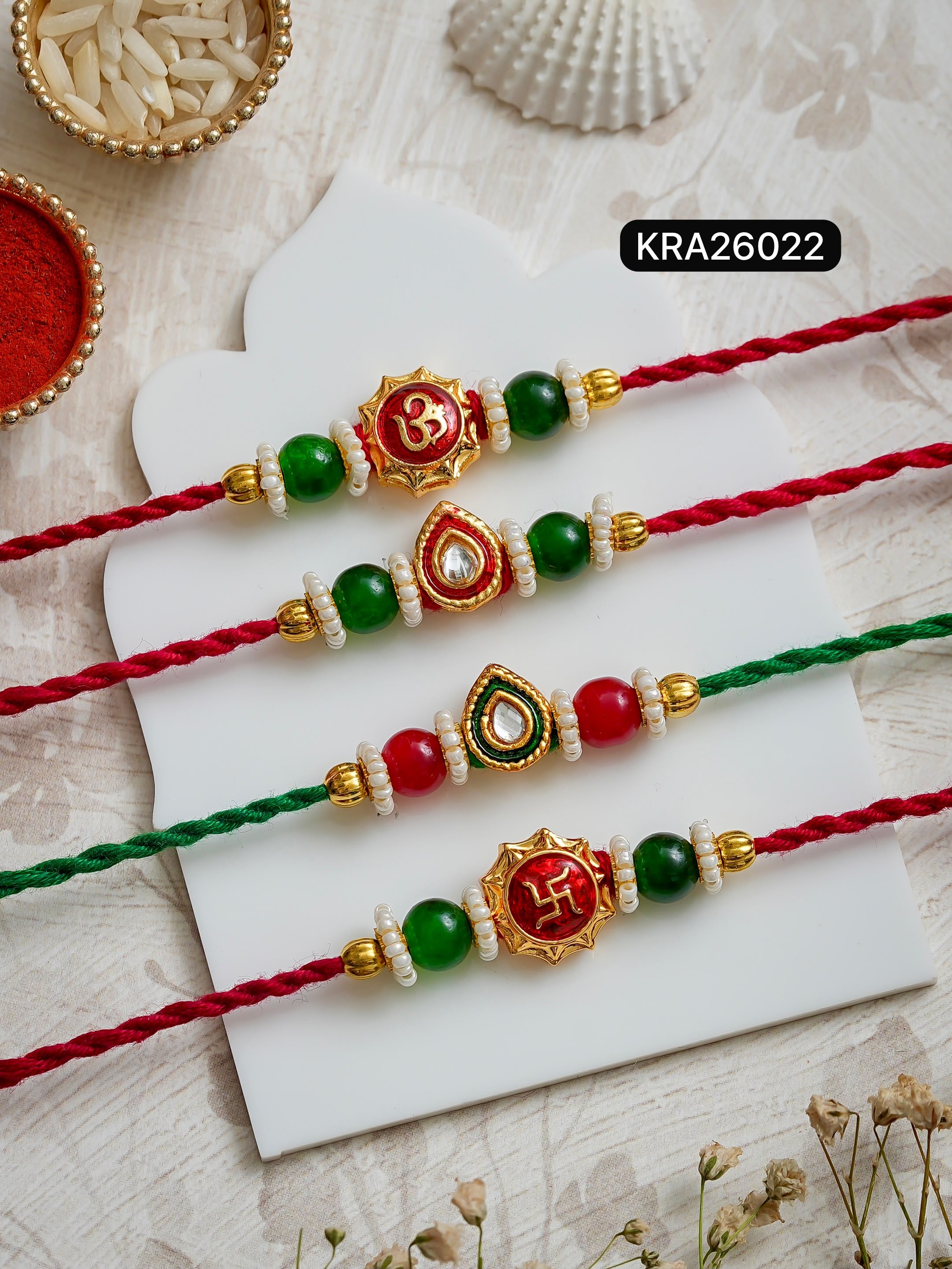 Minimal Kundan & Meenakari Rakhi (KRA26022)