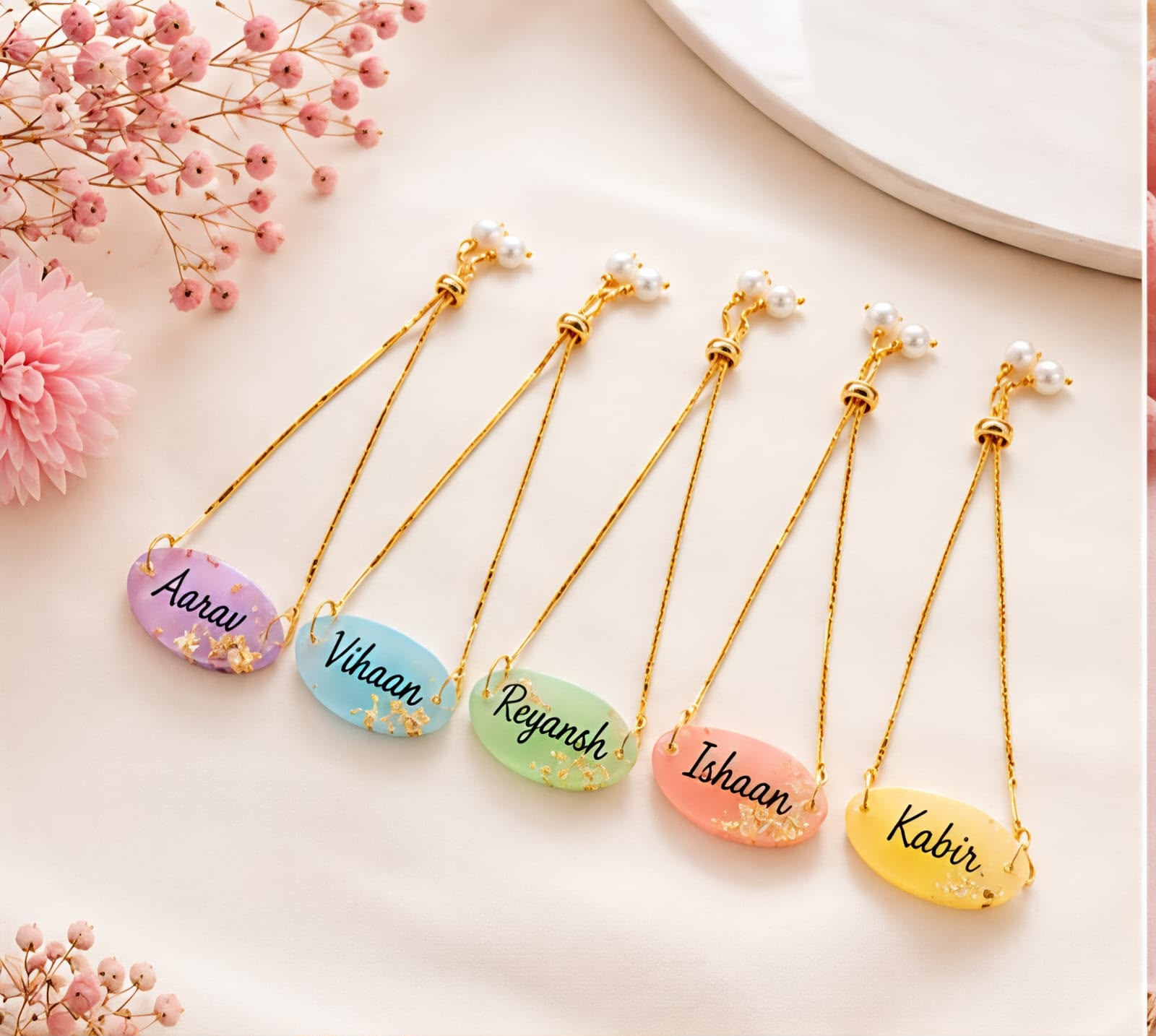 Resin Name Bracelet Rakhi