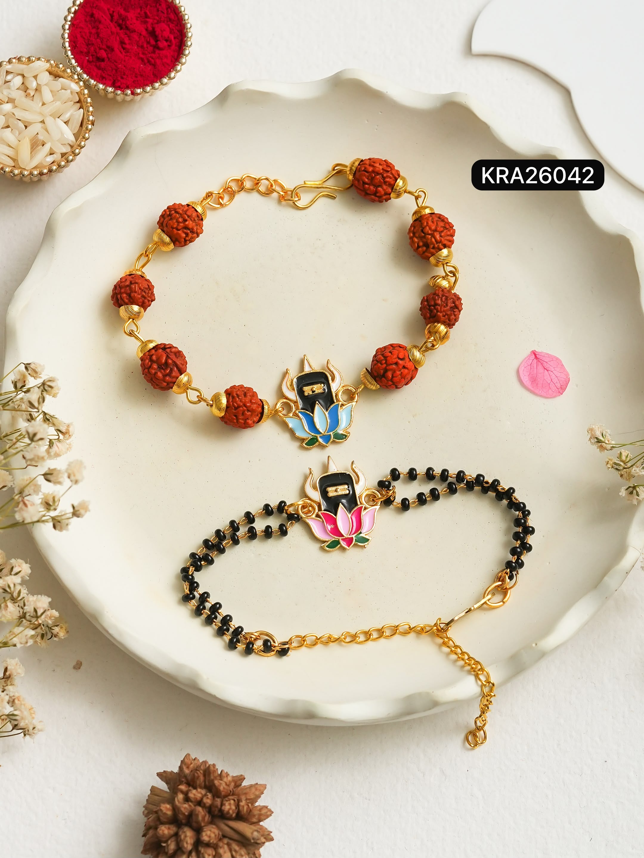 Meenakari Shivling Rudraksha Bracelet (KRA26042)