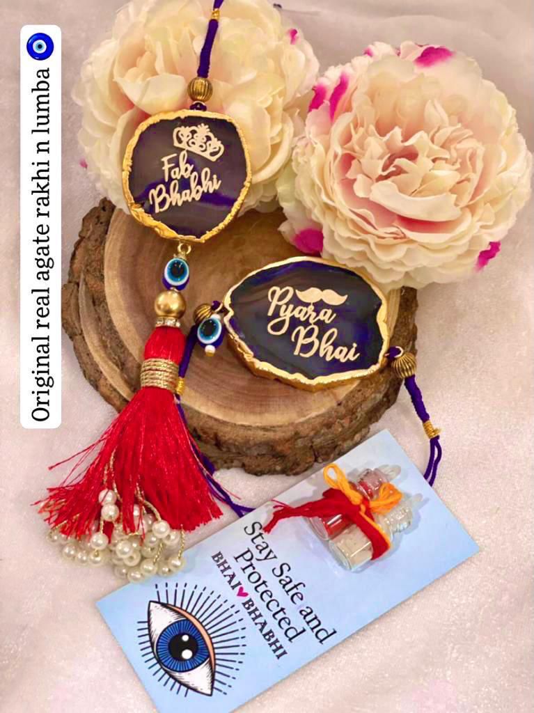 Premium Quality Agate Rakhi & Lumba Set 2.0