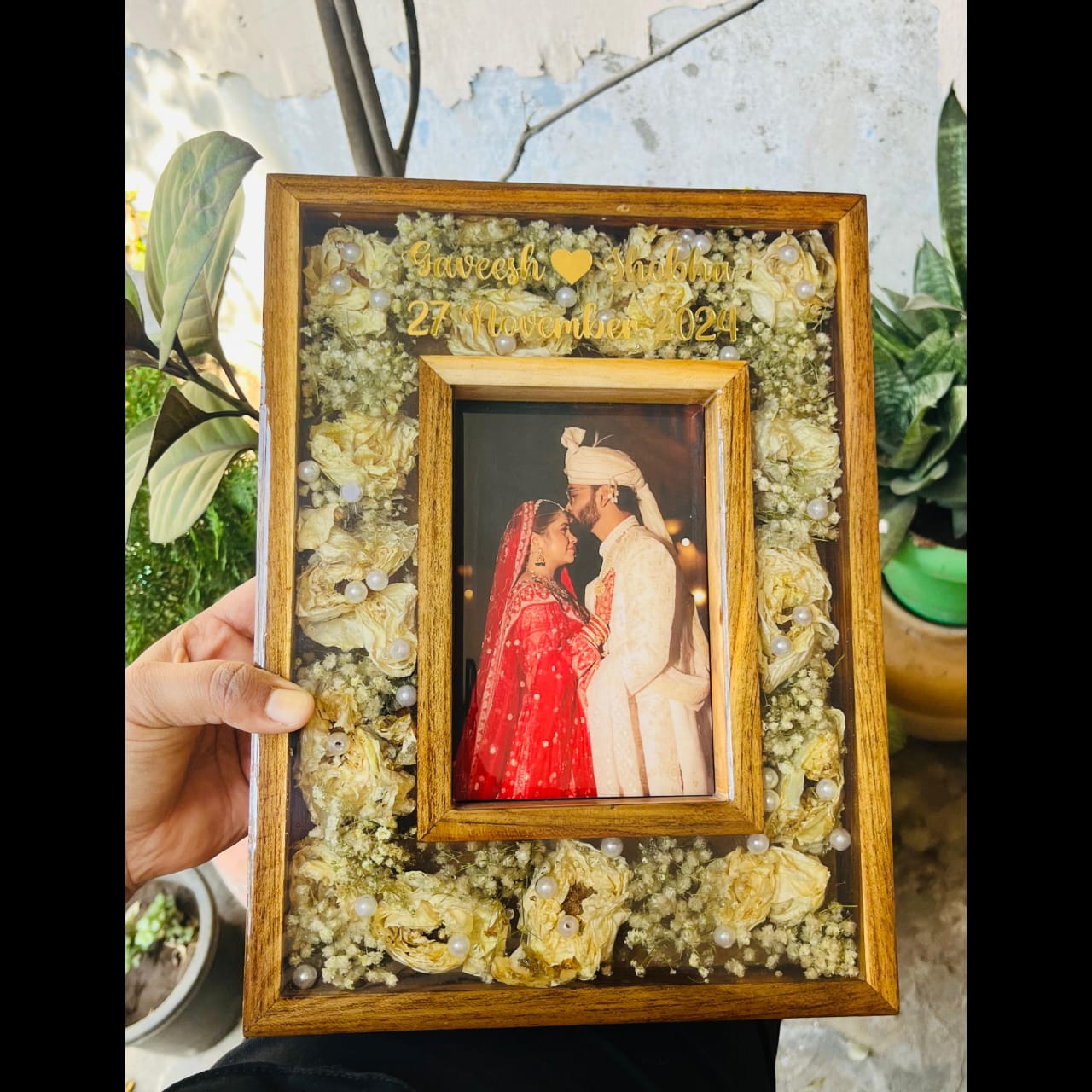 Varmala Preservation In Teakwood Frame