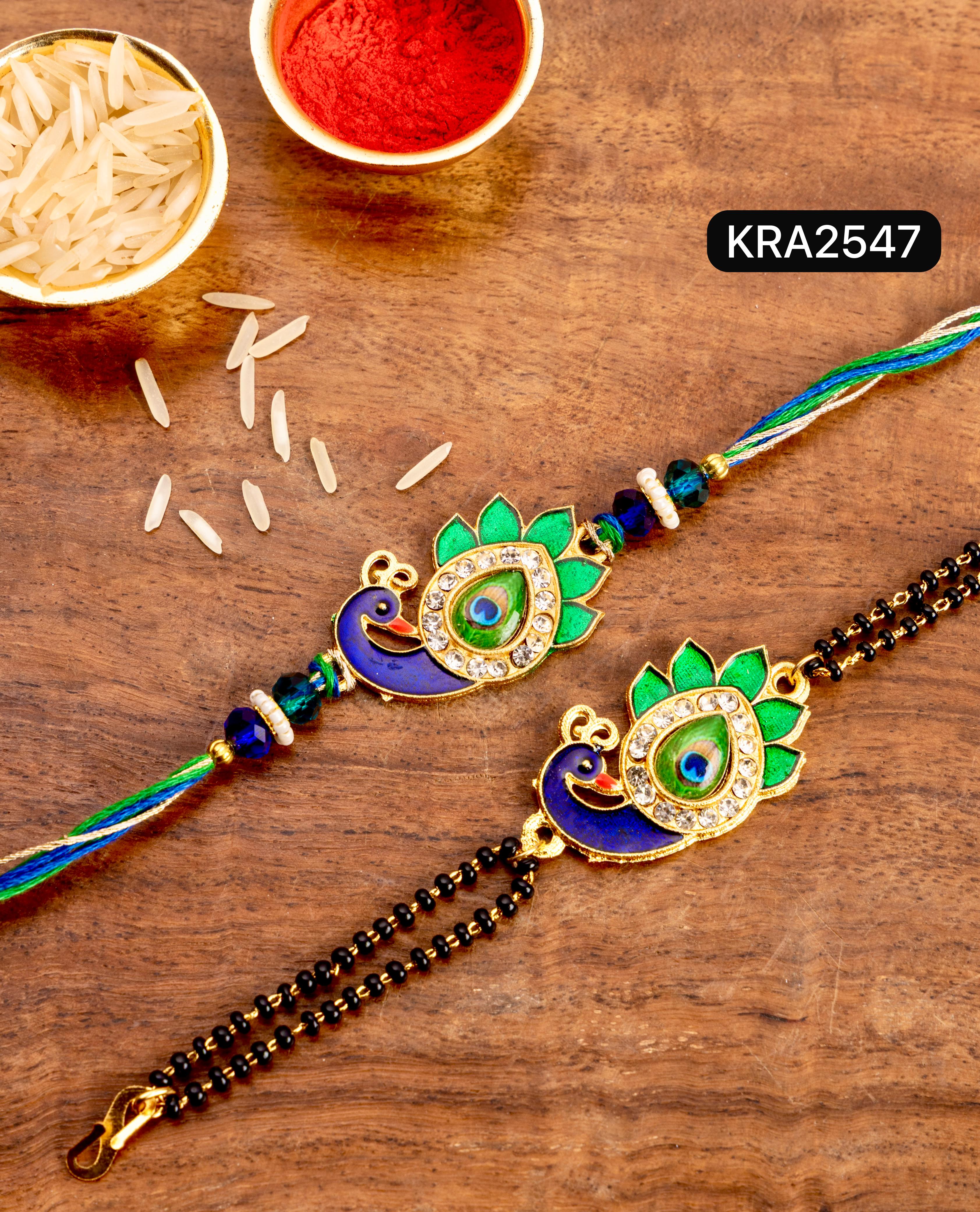Peacock Bhai Rakhi & Bracelet Set For Bhabhi (KRA2547)