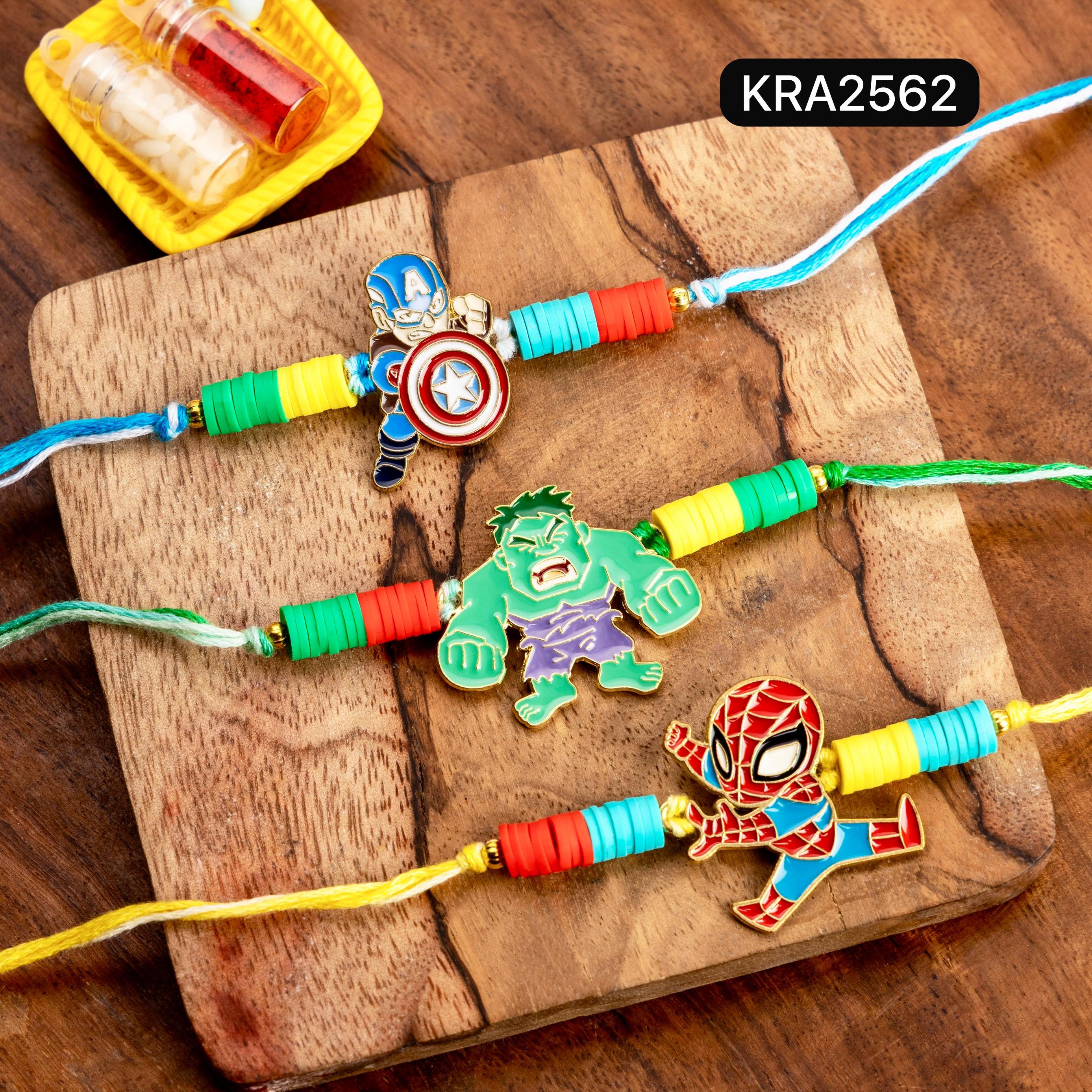 Superhero Lovers Fimo Beads Rakhi (KRA2562)