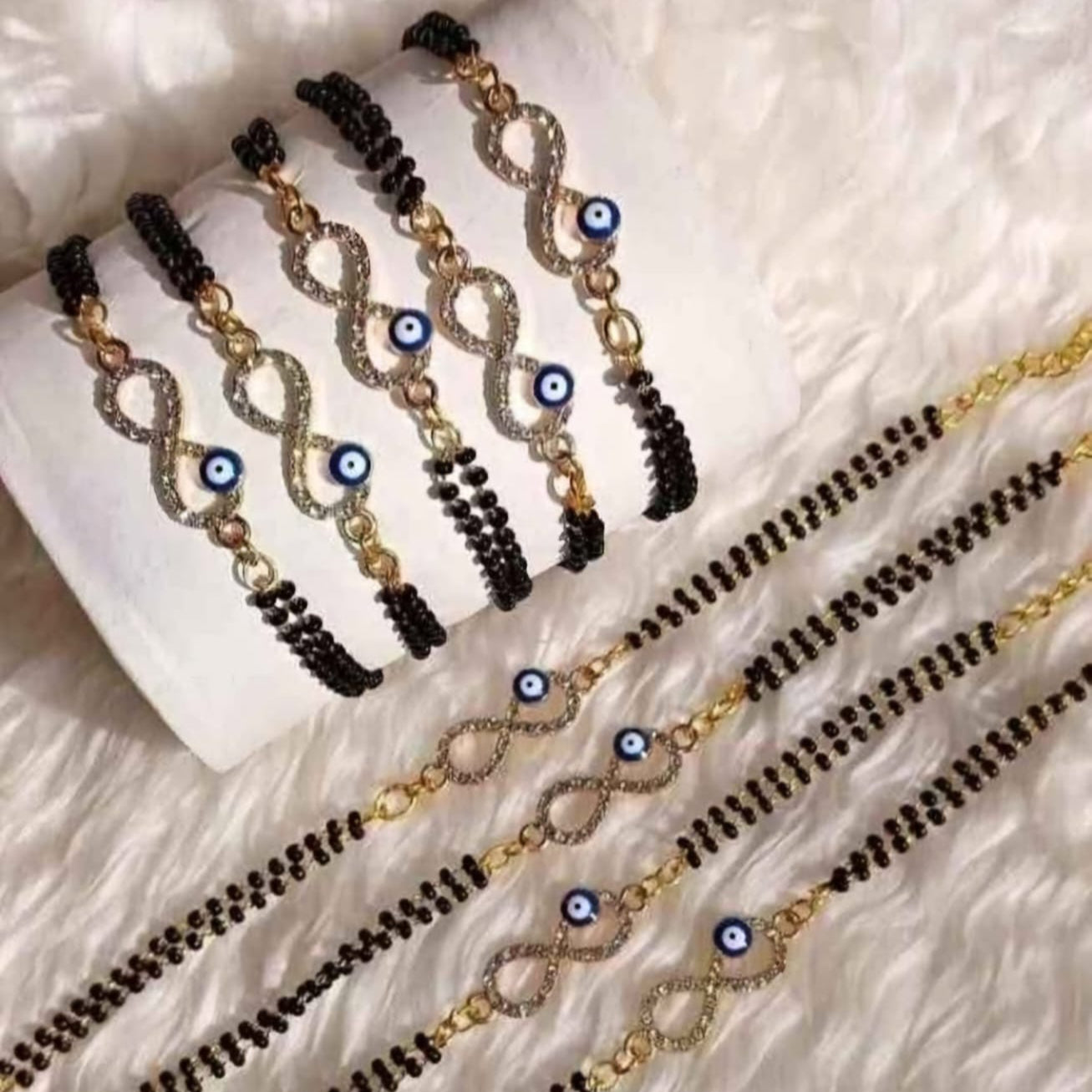 Infinity Black Beads Bracelets