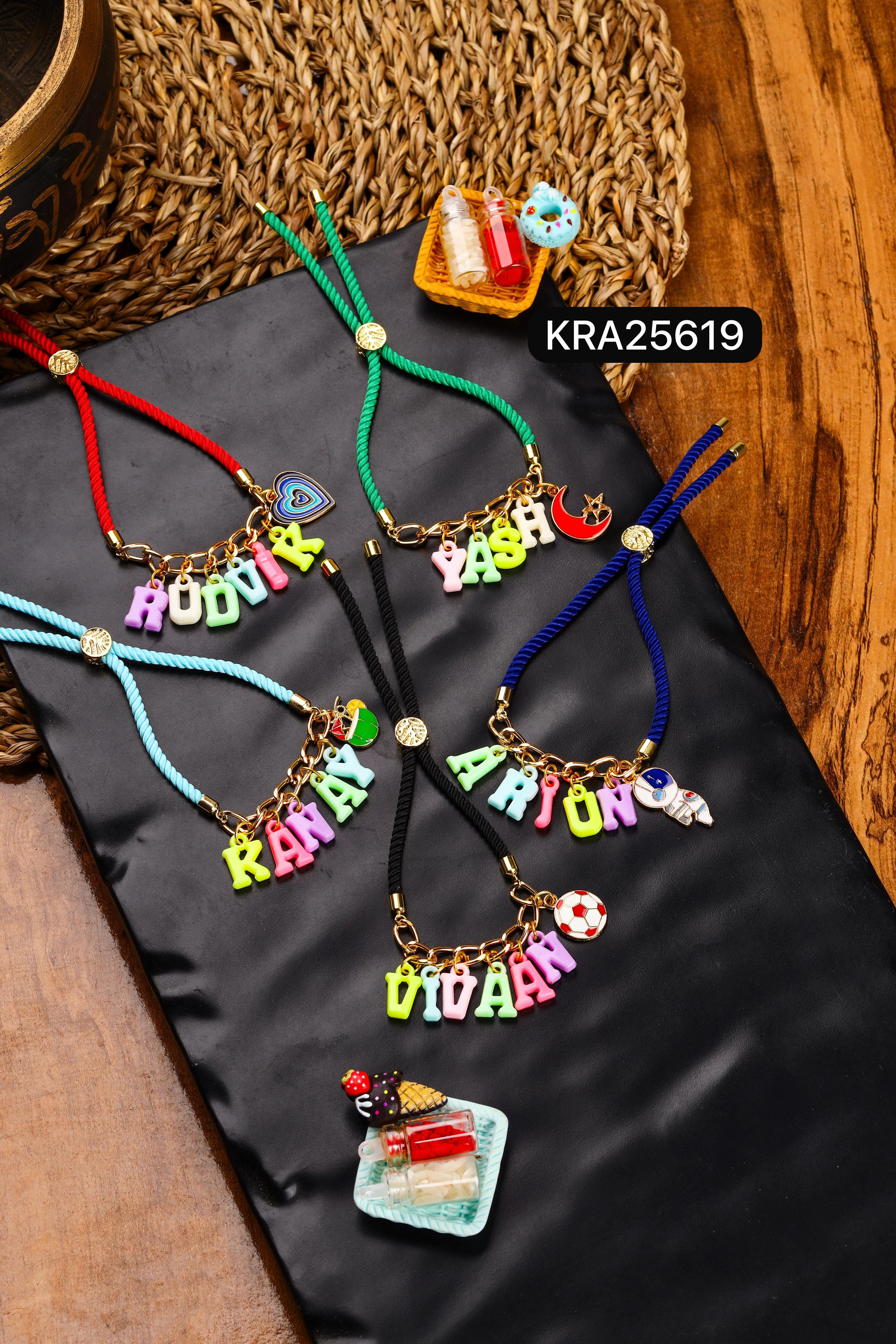 Name Personalized Cord With Metal Charms (KRA25619)