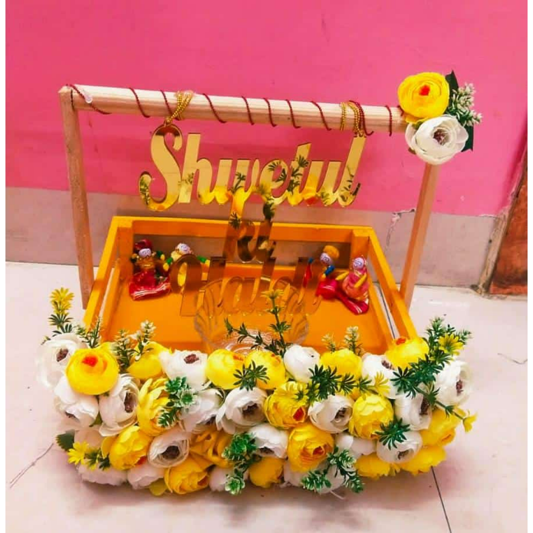 wedding items, Wedding Accessories, wedding, haldi platter, haldi, groom gift, dulha to be, customized platter, customised platter, bride to be, bride gift