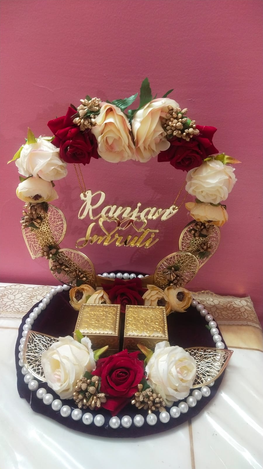 wedding items, Wedding Accessories, wedding, ring tray, ring platter, ring plate, ring ceremony, groom gift, engagement tray, engagement, earrings, dulha to be, customized platter, customised platter, bride to be, bride gift