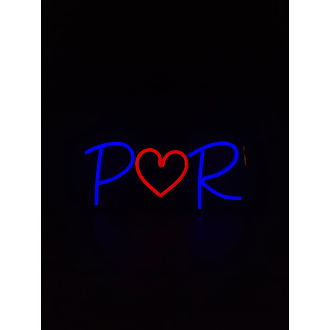 Letter Initials With One Heart Neon