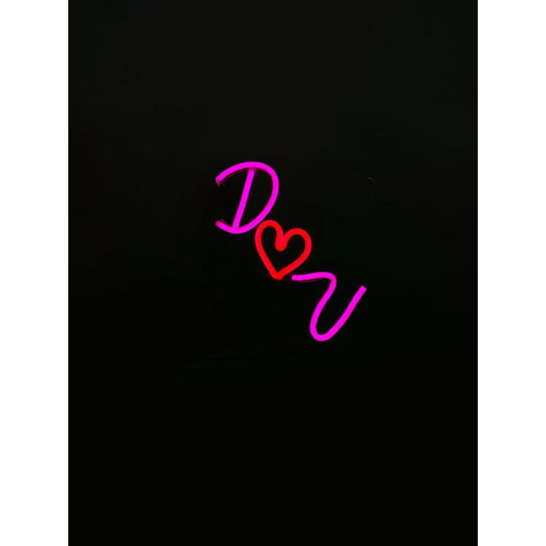 Letter Initials With One Heart Neon