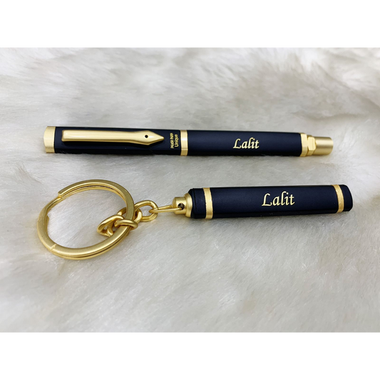 Black Matte Triangle Pen & Keychain Set