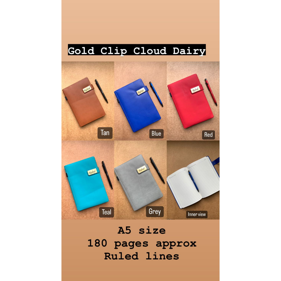 Gold Clip Cloud Diary & Hexa Pen