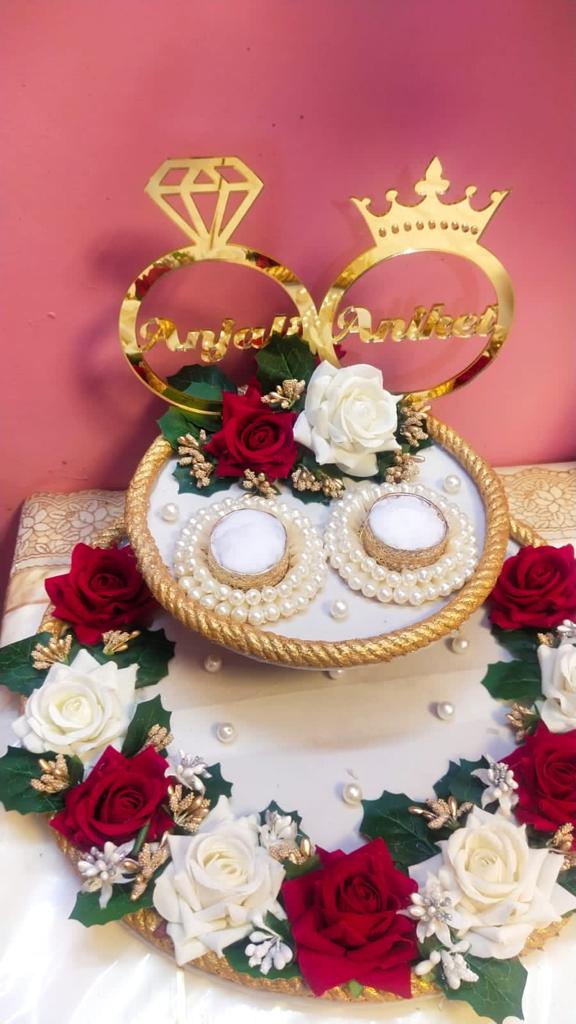 wedding items, Wedding Accessories, wedding, ring tray, ring platter, ring plate, ring ceremony, groom gift, engagement tray, engagement, earrings, dulha to be, customized platter, customised platter, bride to be, bride gift