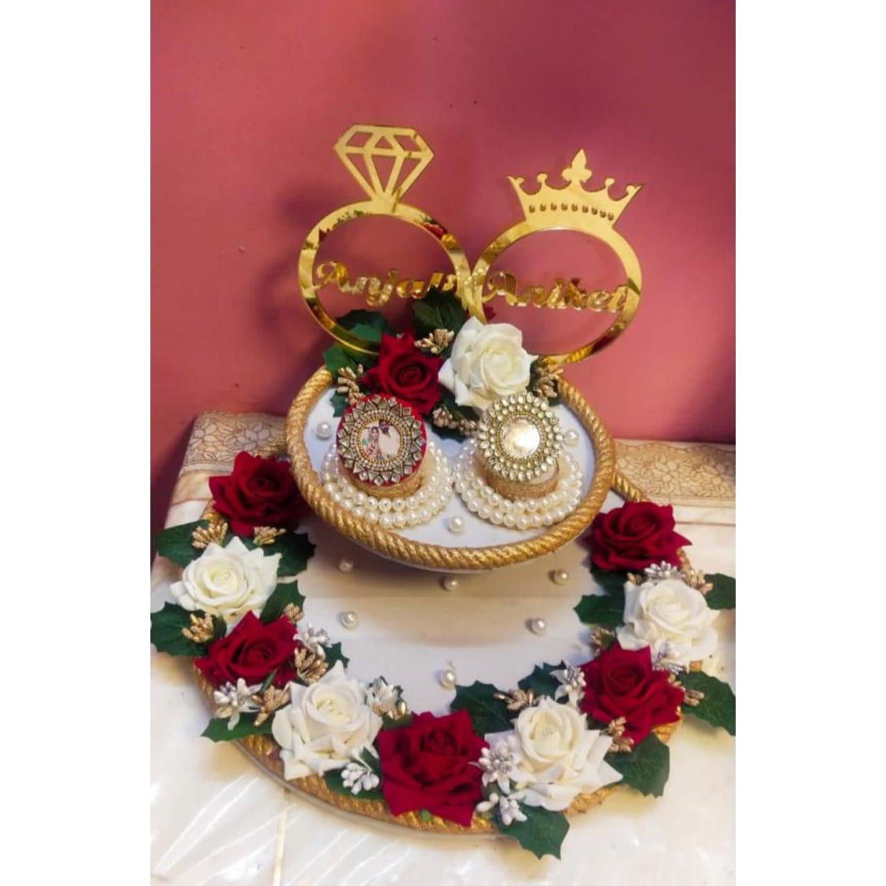 wedding items, Wedding Accessories, wedding, ring tray, ring platter, ring plate, ring ceremony, groom gift, engagement tray, engagement, earrings, dulha to be, customized platter, customised platter, bride to be, bride gift