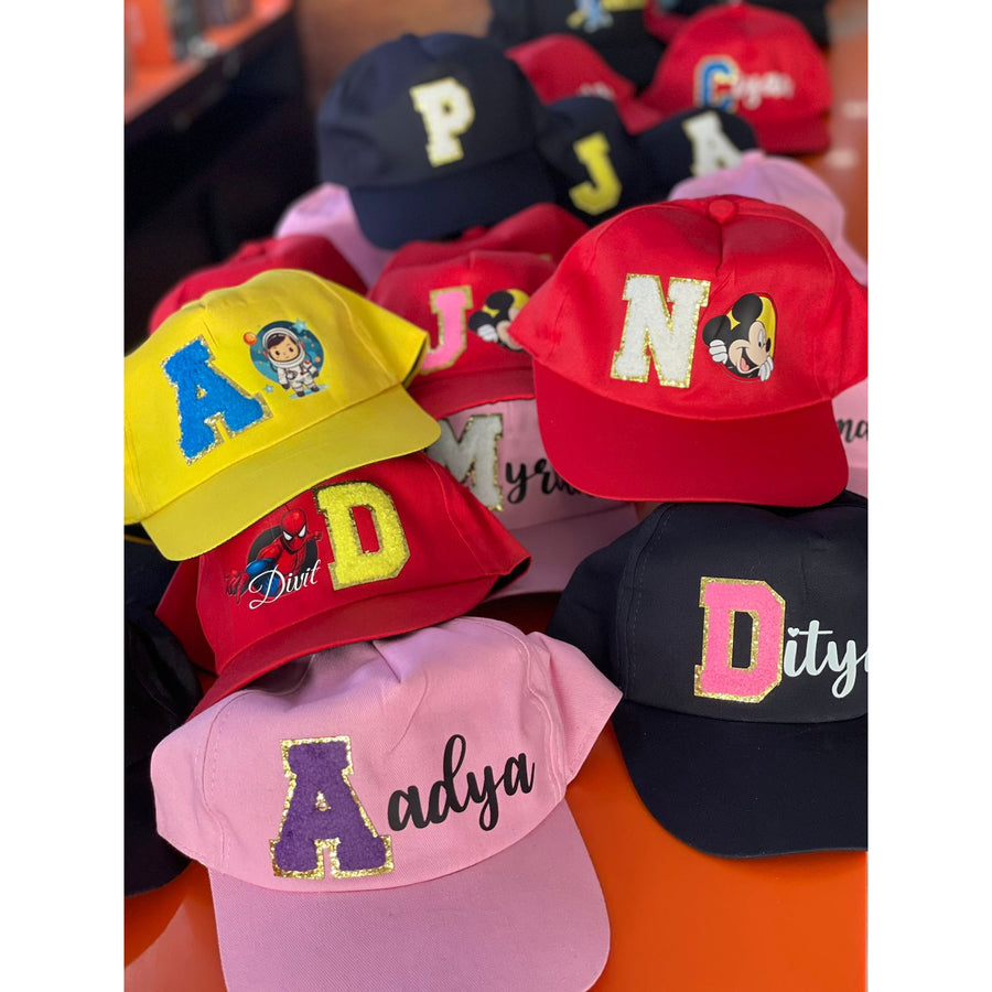 Personalized Caps With Theme & Initial Letter