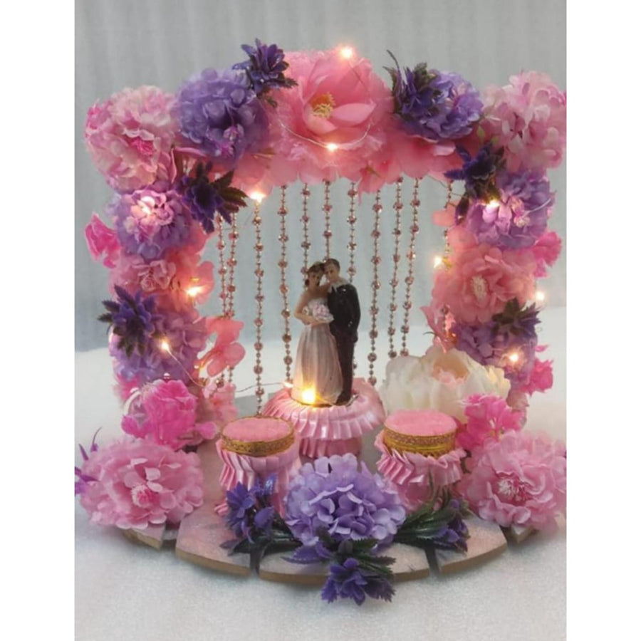 Pink & Purple Ring Platter With Couple Showpiece