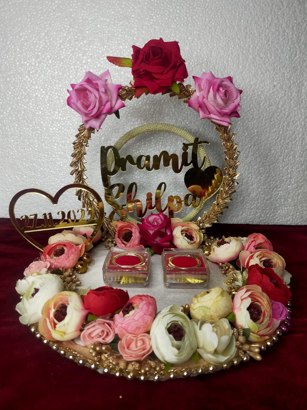 wedding items, Wedding Accessories, wedding, ring tray, ring platter, ring plate, ring ceremony, groom gift, engagement tray, engagement, earrings, dulha to be, customized platter, customised platter, bride to be, bride gift