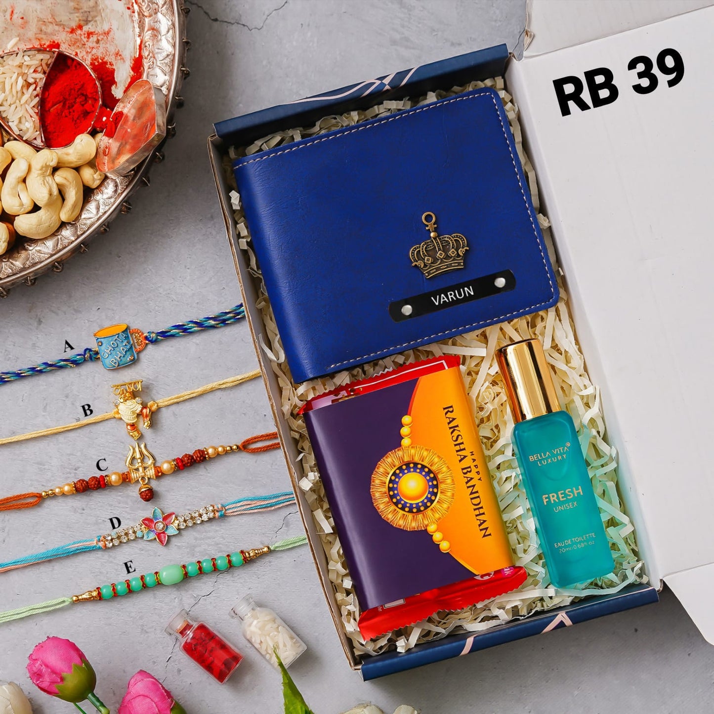 Rakhi Combo RB39 (V) - Wallet & Bella Vita Perfume Combo