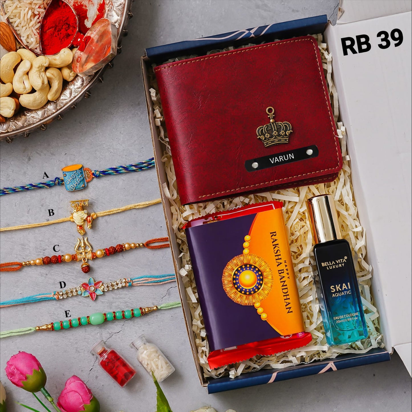 Rakhi Combo RB39 (V) - Wallet & Bella Vita Perfume Combo