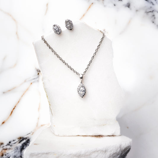Pure Silver Chain Pendant With Earrings