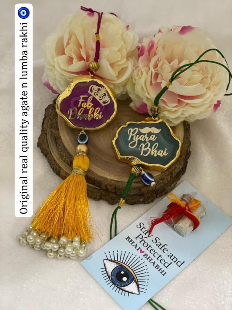 Premium Quality Agate Rakhi & Lumba Set 2.0