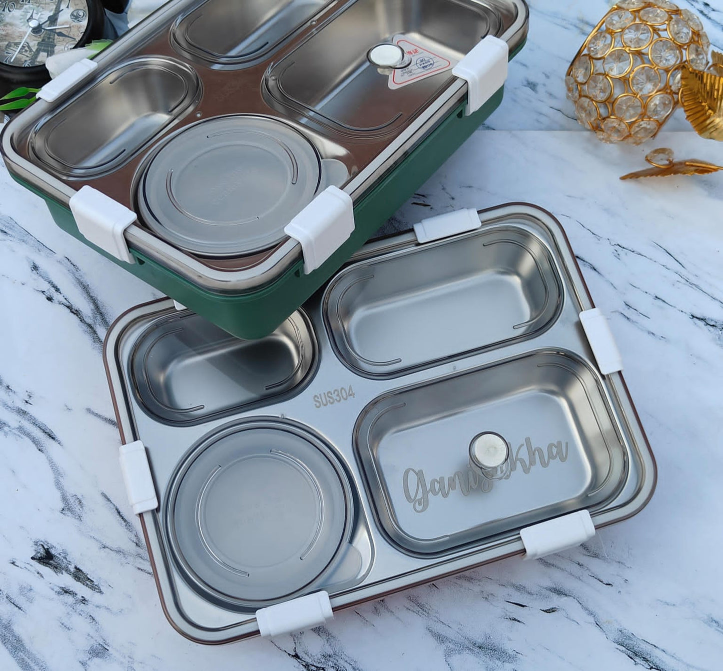 4 Grid Stainless Steel Lunch Box (D)