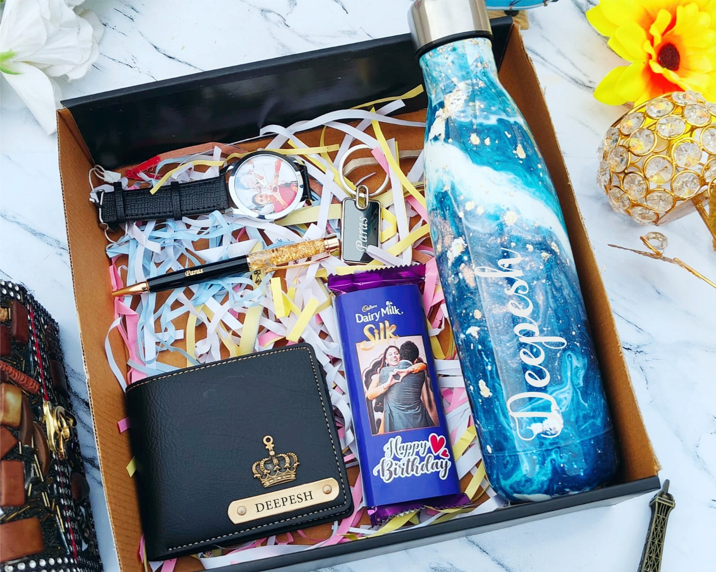Marble Bottle Hamper For Him
