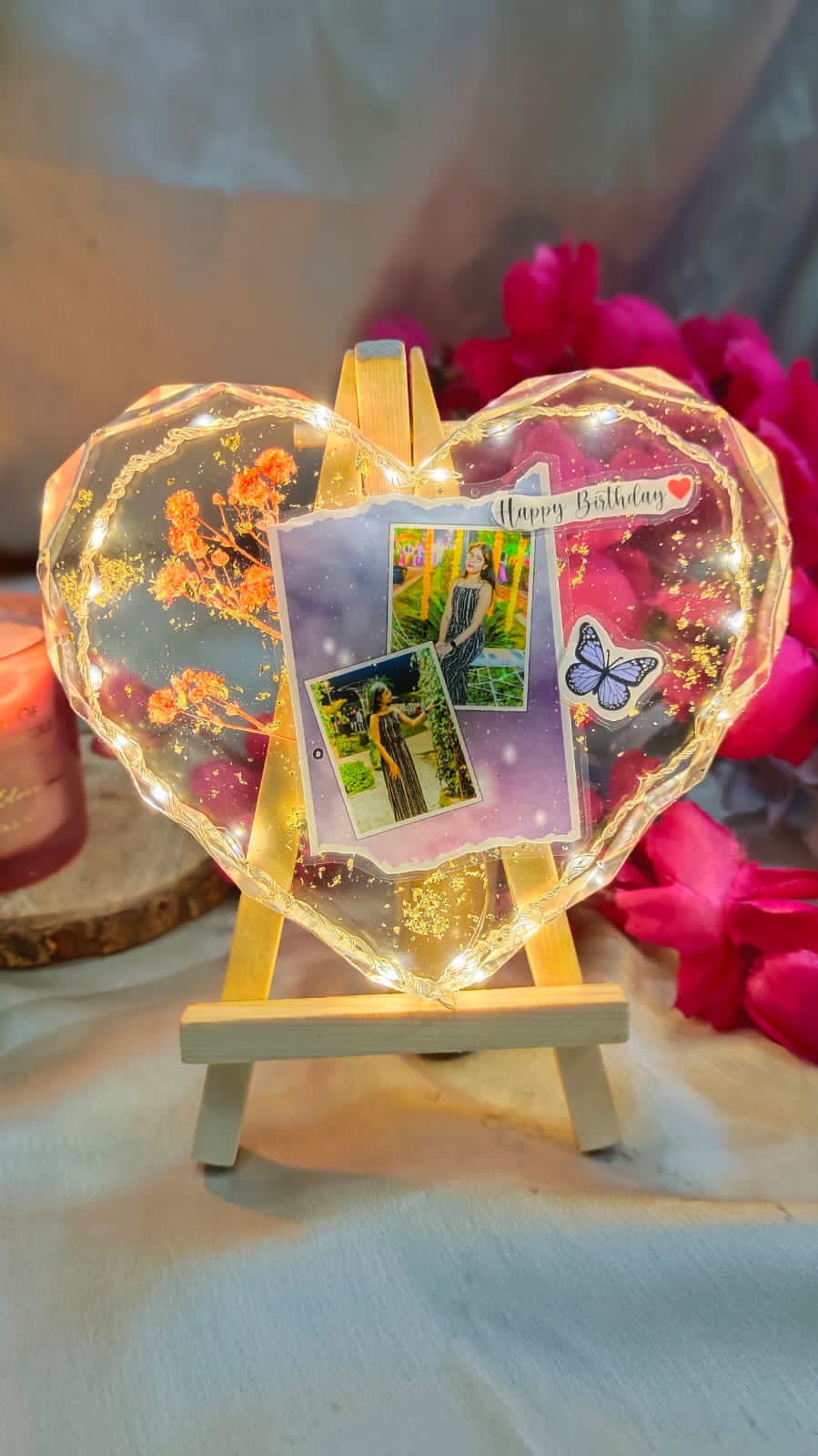 Diamond Cut Heart Resin Tabletop