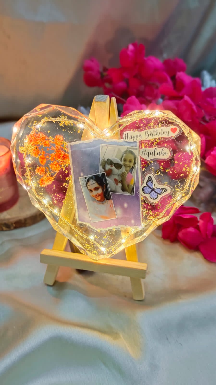 Diamond Cut Heart Resin Tabletop