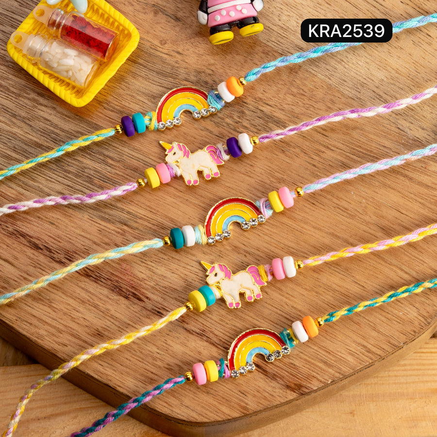 Kids Boys & Girls Fimo Beads Braided Rakhi (KRA2539)