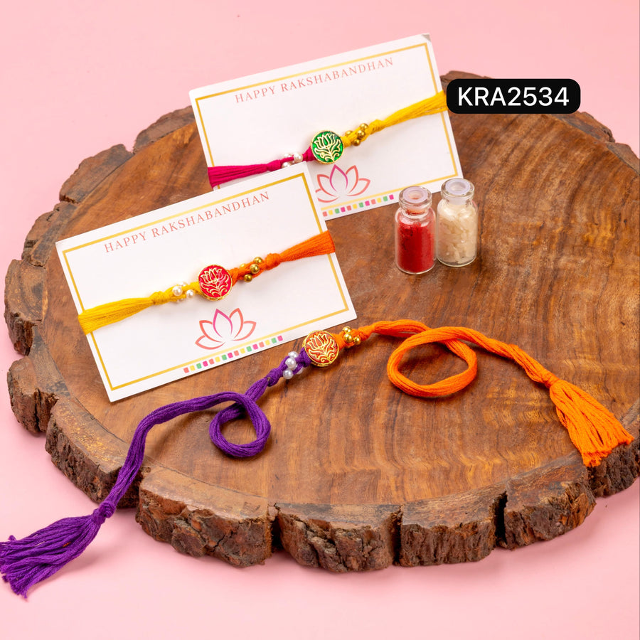 Lotus Meenakari Rakhi With Tassels (KRA2534)