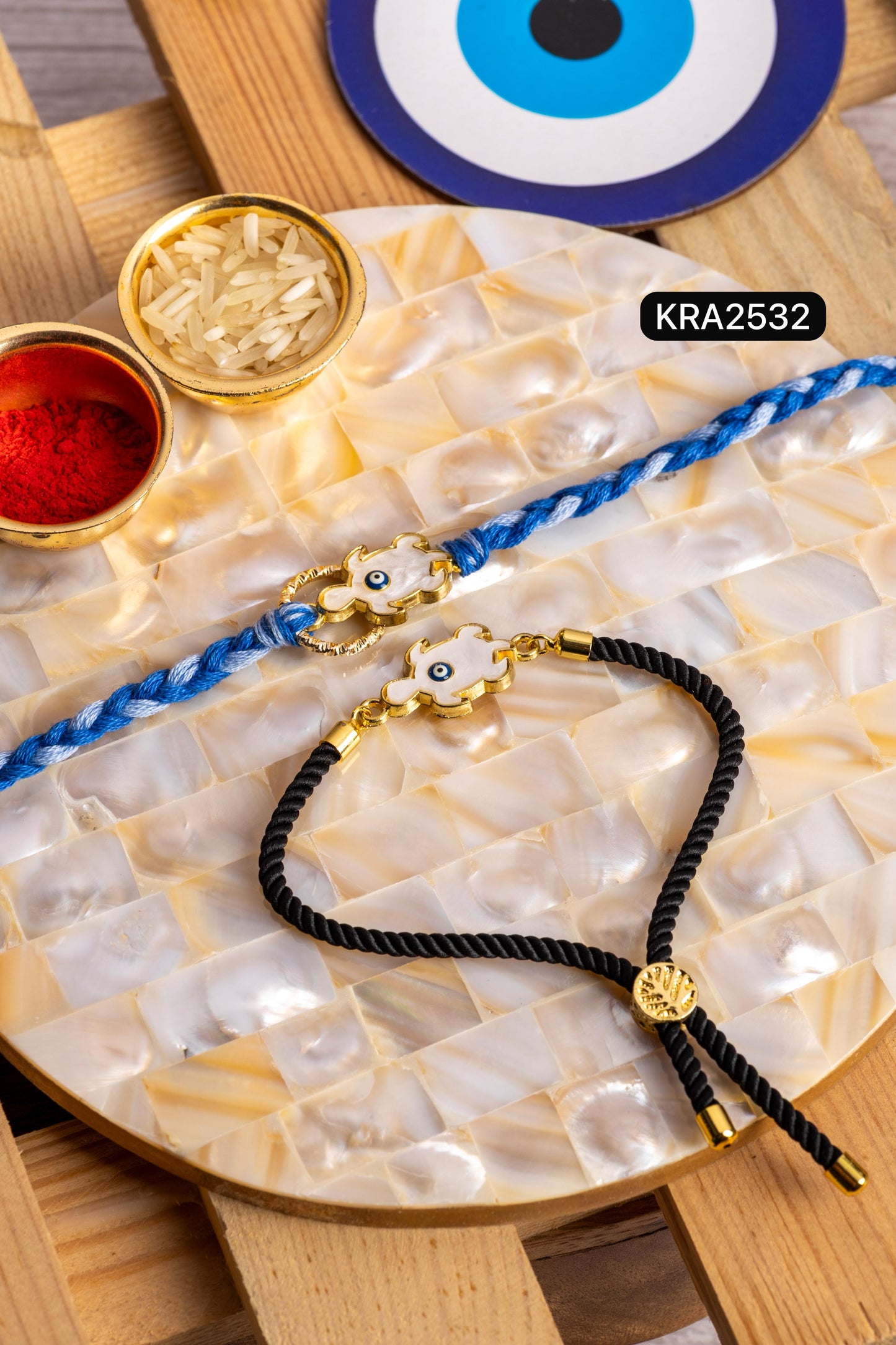 Evil Eyes Rakhi & Bracelet Cord Set (KRA2532)