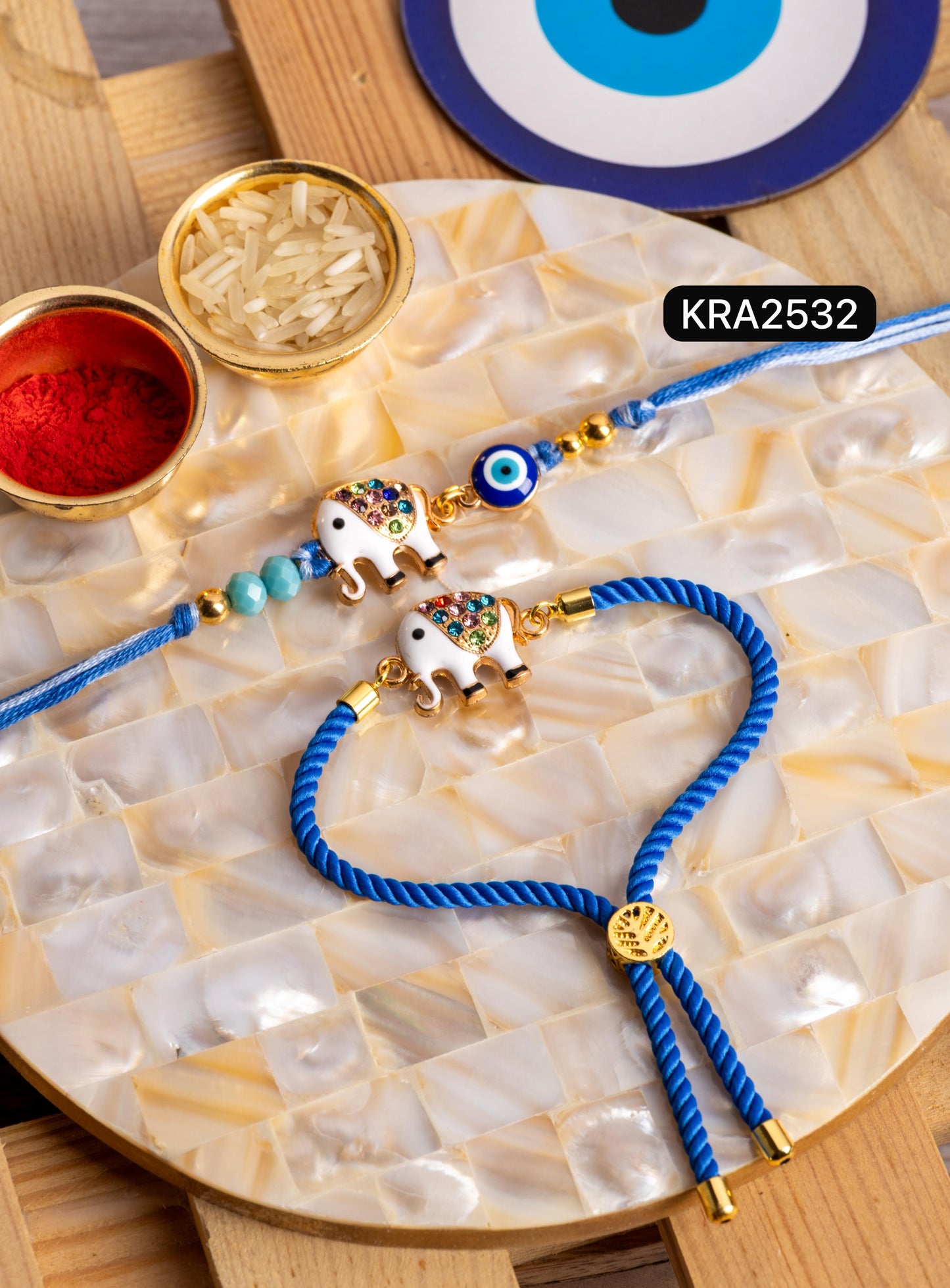 Evil Eyes Rakhi & Bracelet Cord Set (KRA2532)