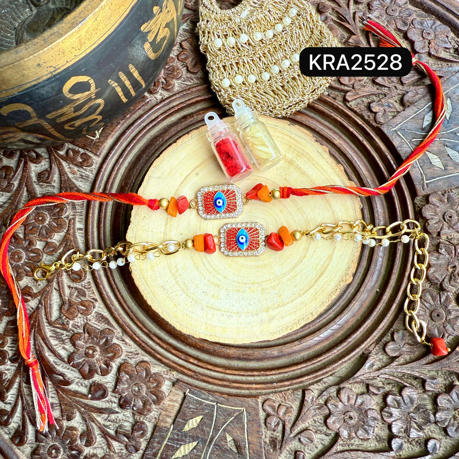 Evil Eye AD Rakhi & Bracelet Set (KRA2528)