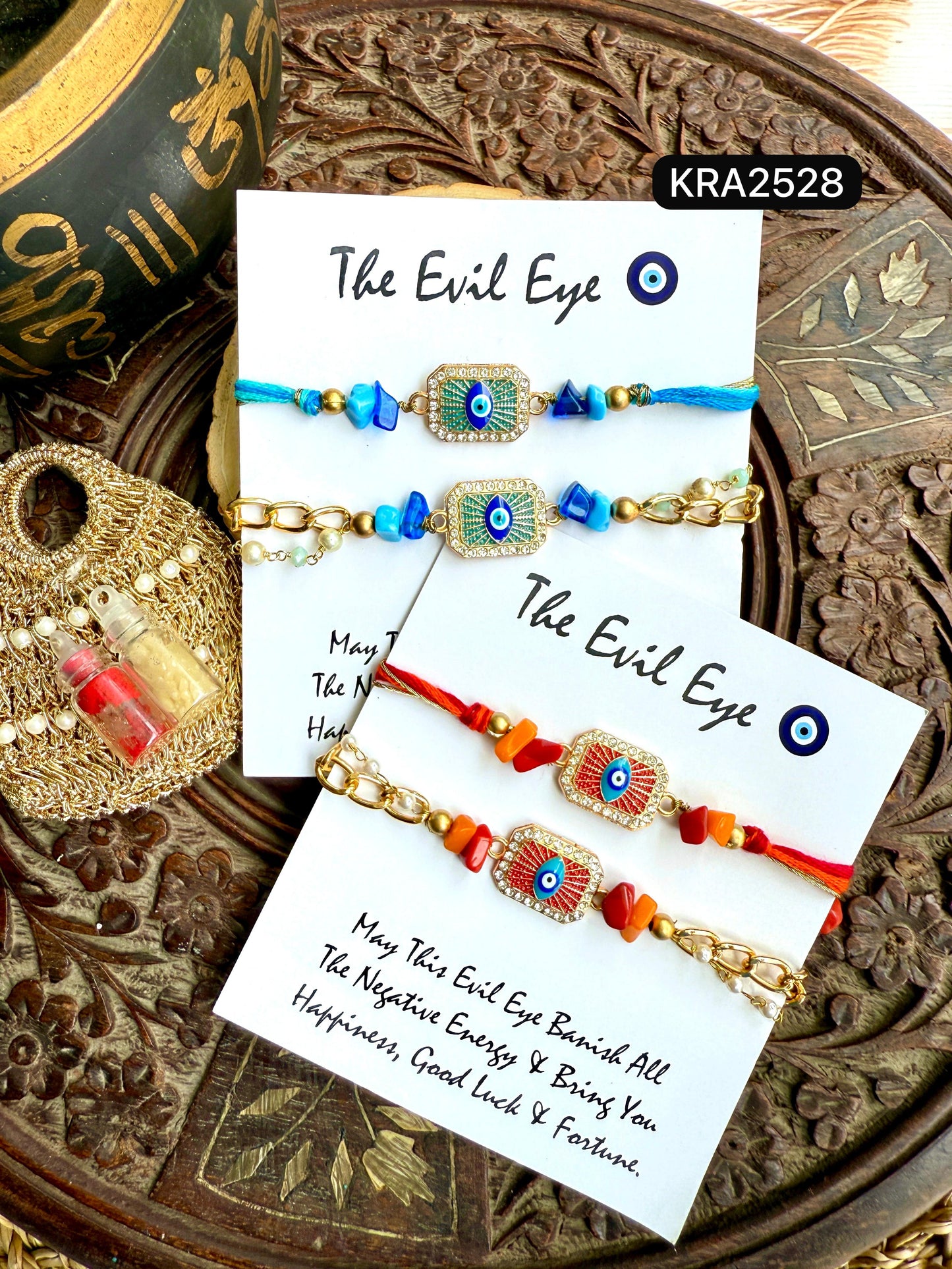 Evil Eye AD Rakhi & Bracelet Set (KRA2528)