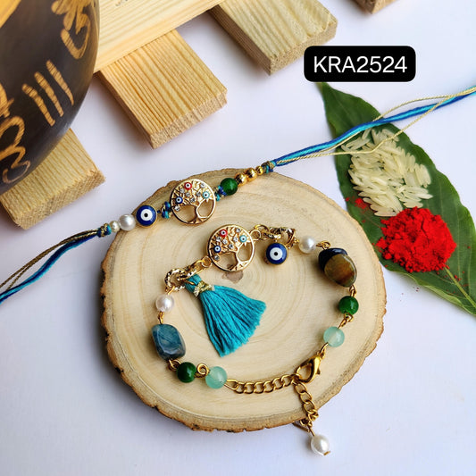 Tree Of Life Evil Eye Rakhi & Bracelet Set (KRA2524)
