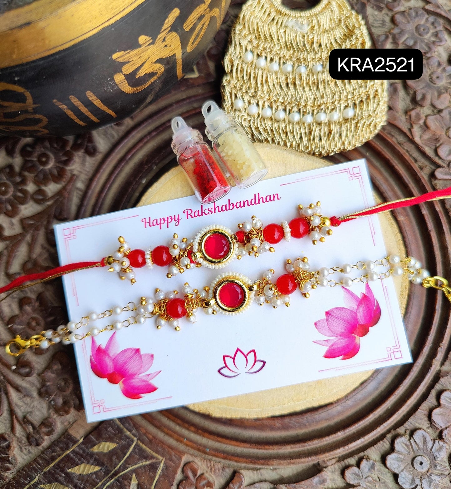 Colored Stone Rakhi & Bracelet Set (KRA2521)