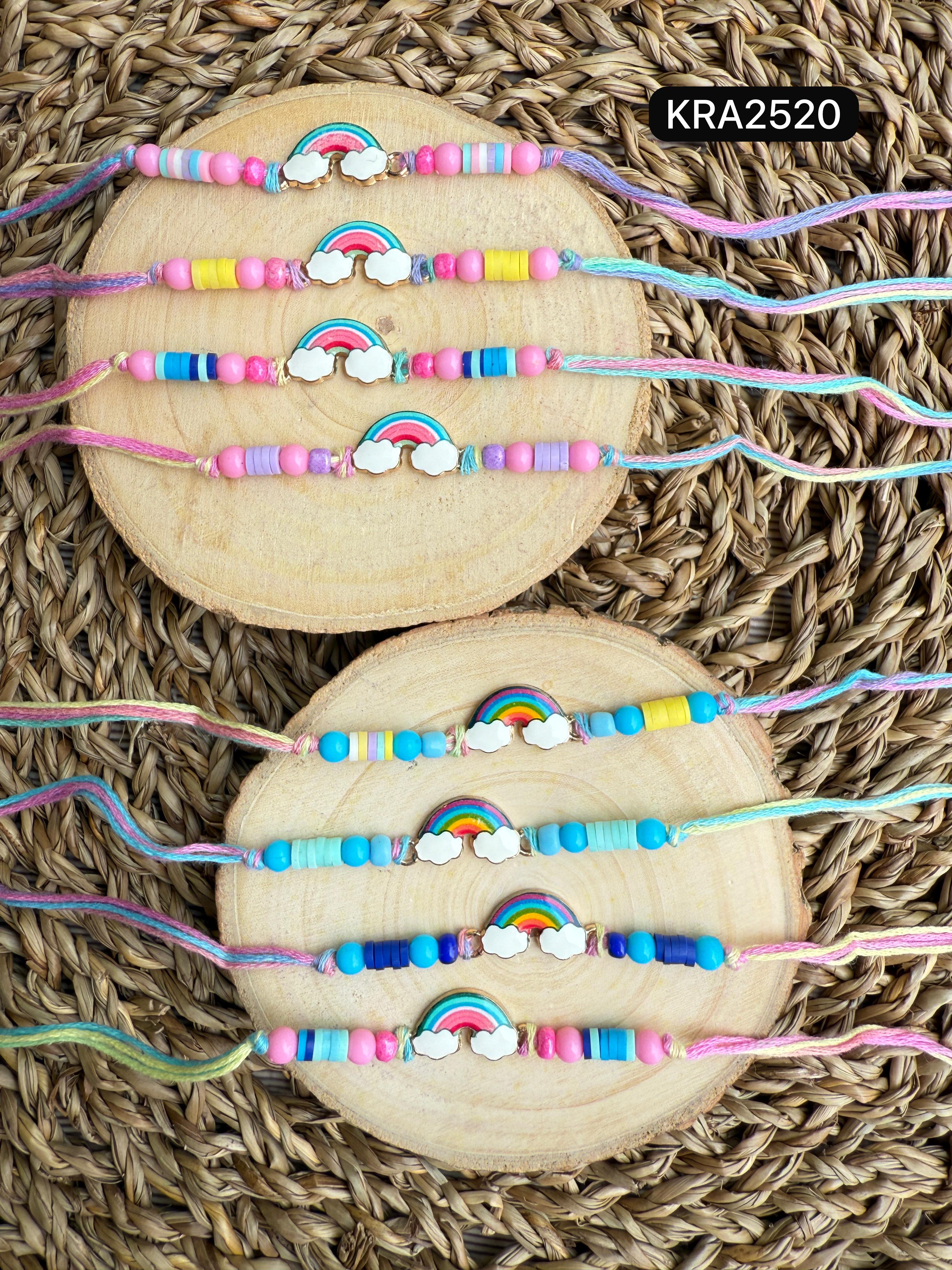 Kids Rainbow 3D Charms Rakhi With Colorful Fimo Beads (KRA2520)
