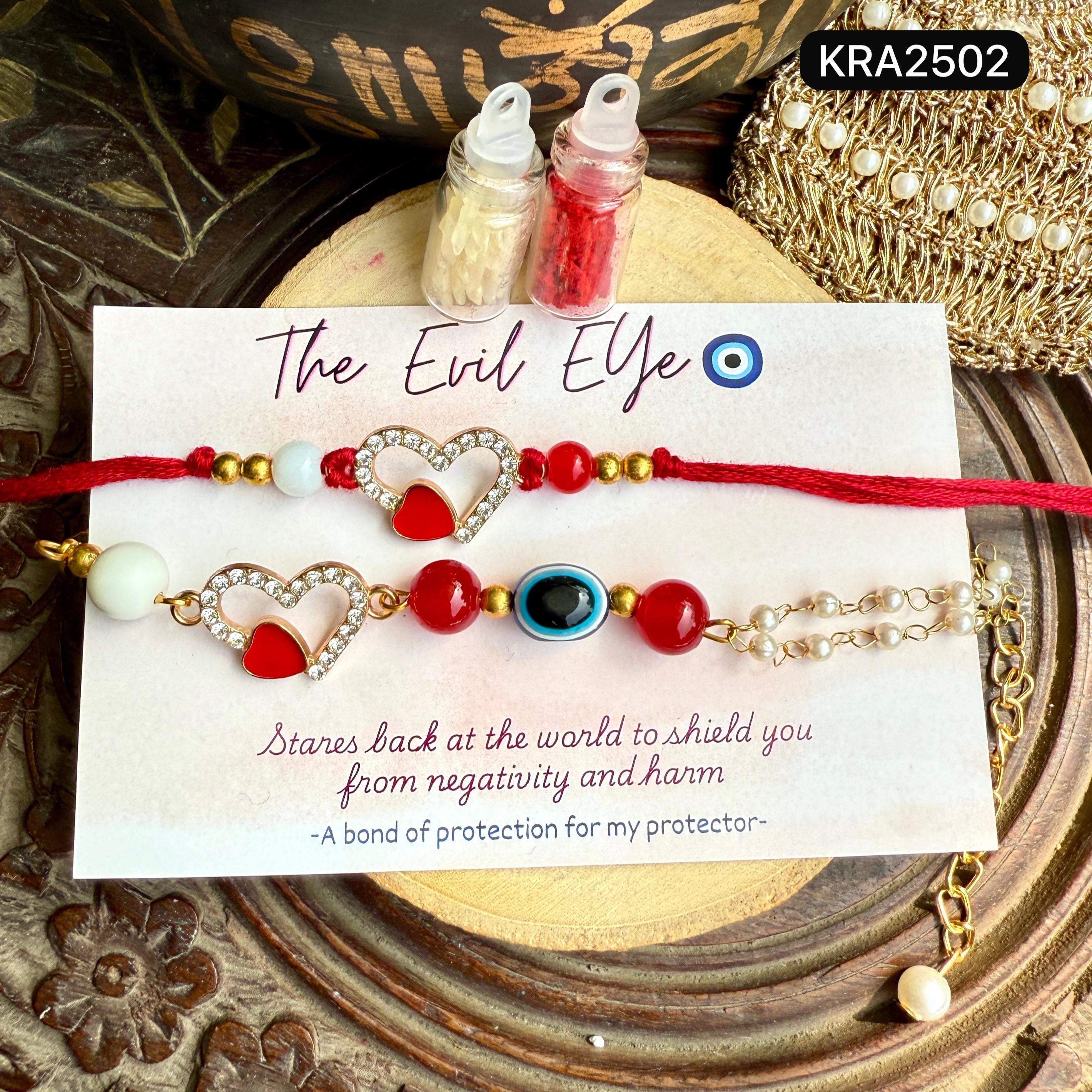 Evil Eye Heart Rakhi With Stylish Bracelet (KRA2502)