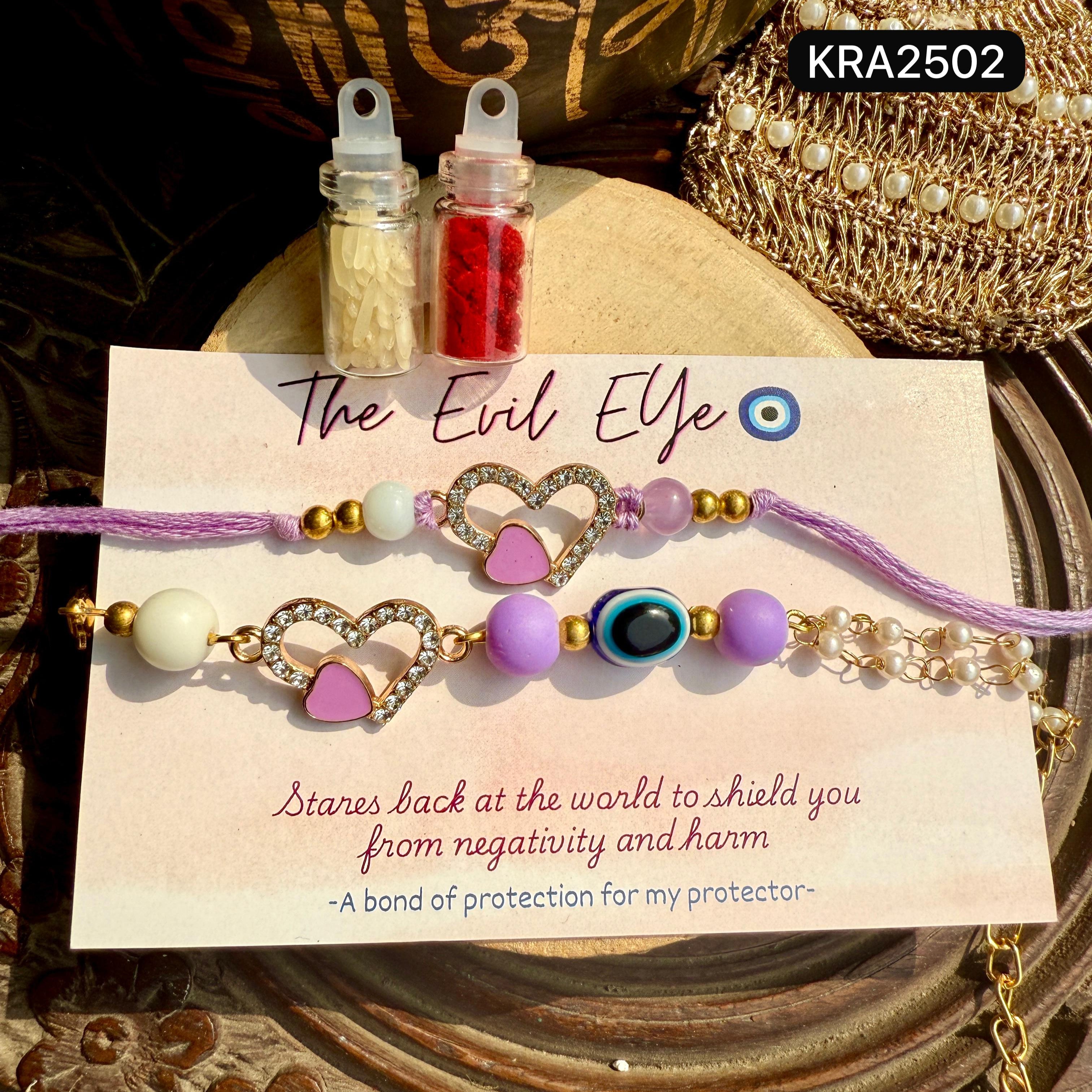 Evil Eye Heart Rakhi With Stylish Bracelet (KRA2502)