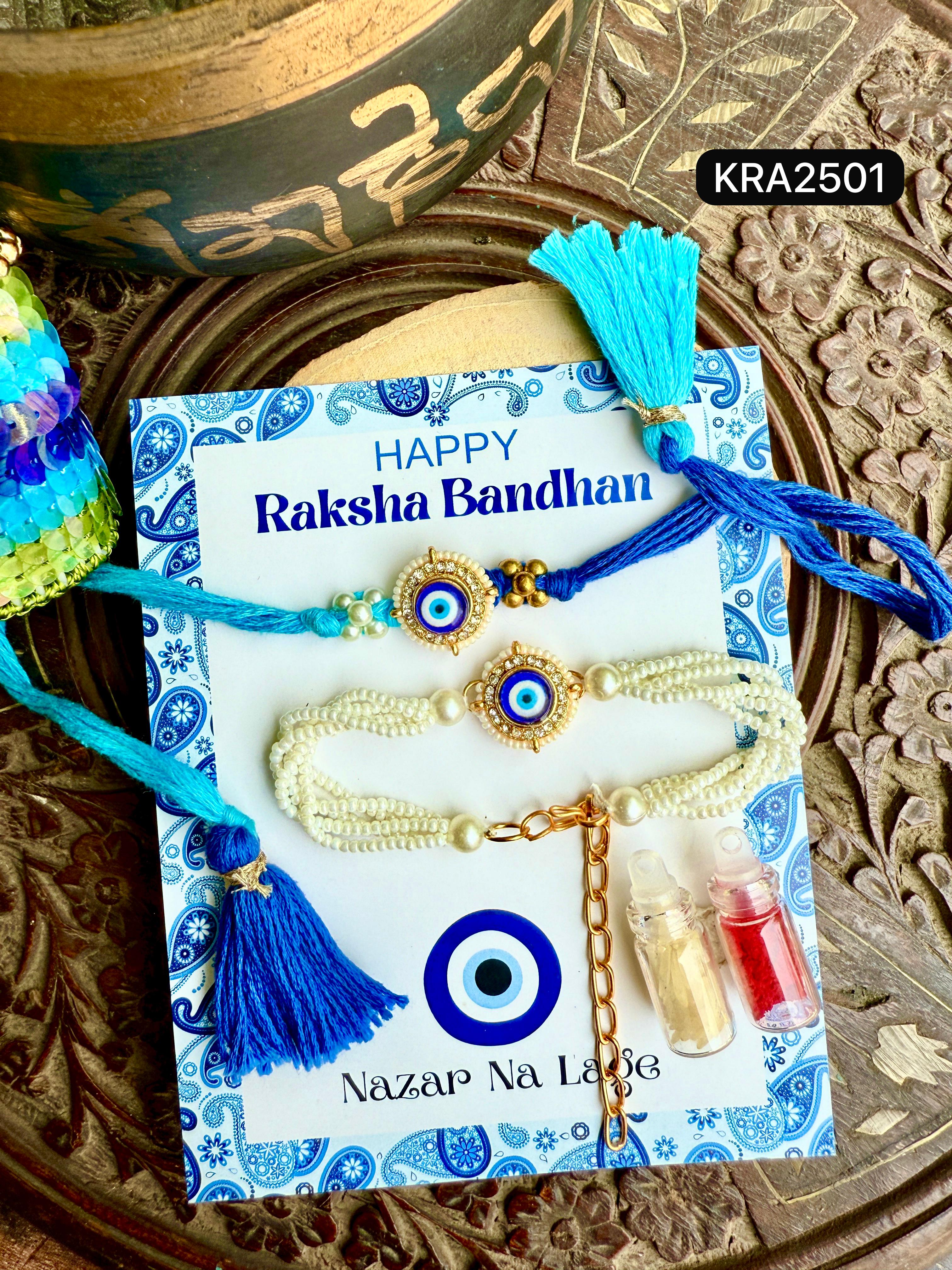 Evil Eye Tassel Rakhi & Bracelet Set (KRA2501)