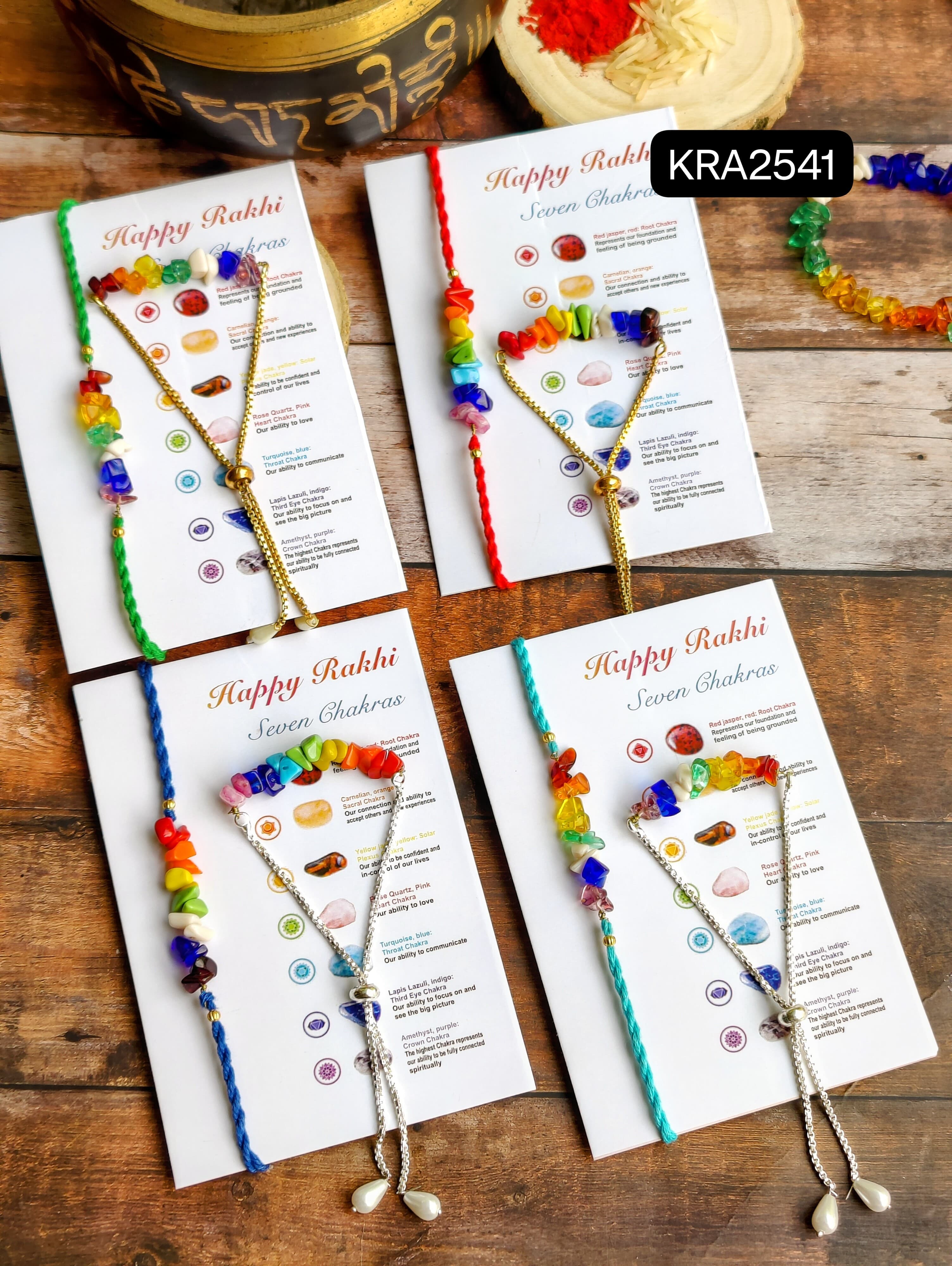 Seven Chakra Rakhi & Bracelet Set (KRA2541)