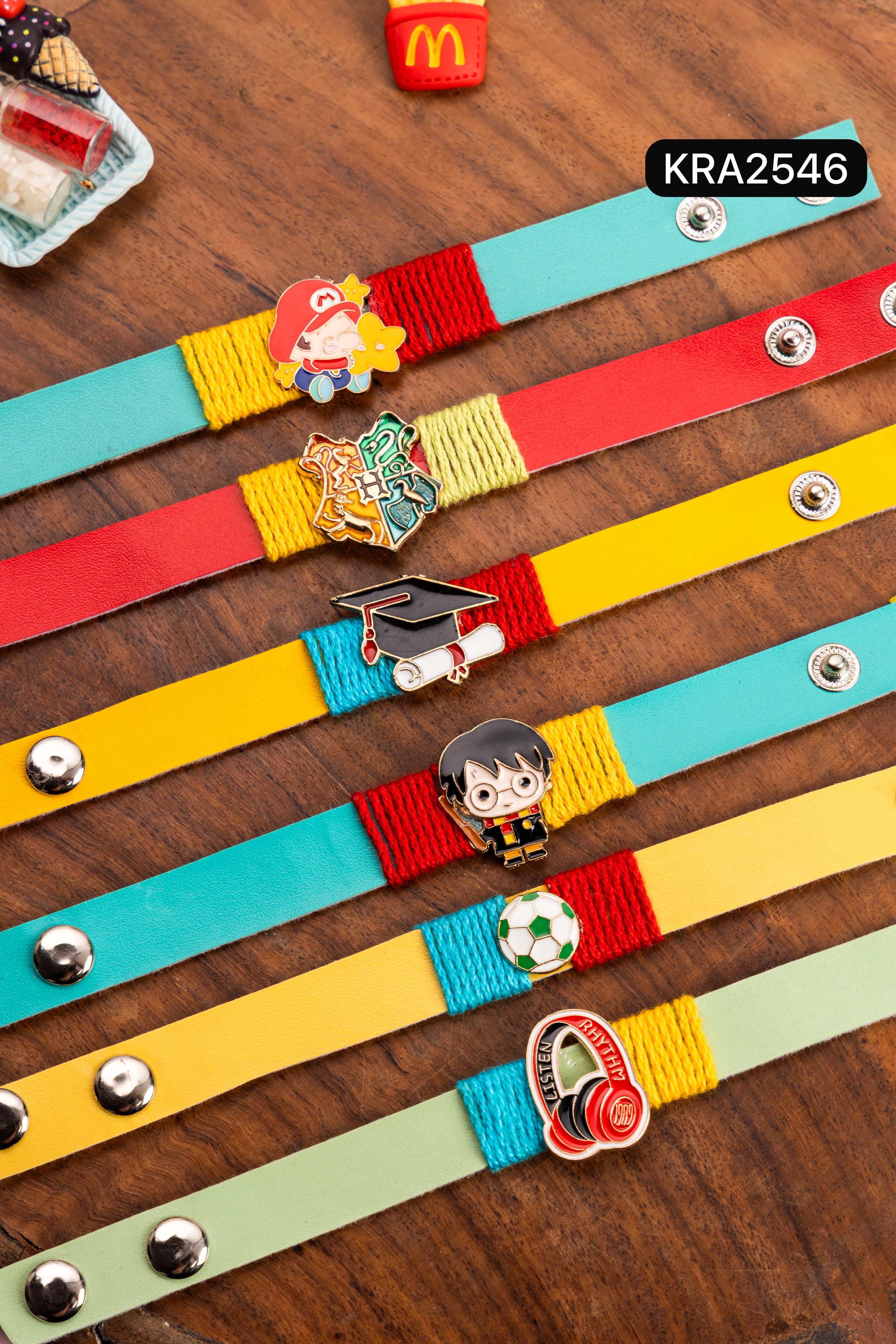 Kids Colorful Band Rakhi with Metal Charms (KRA2546)