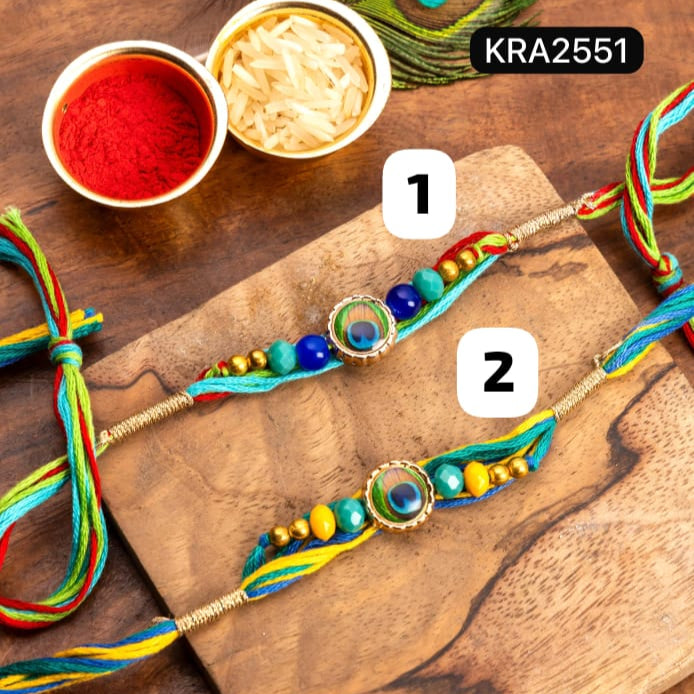 Multi Color Designer Evil Eye/Morpankh Rakhi (KRA2551)