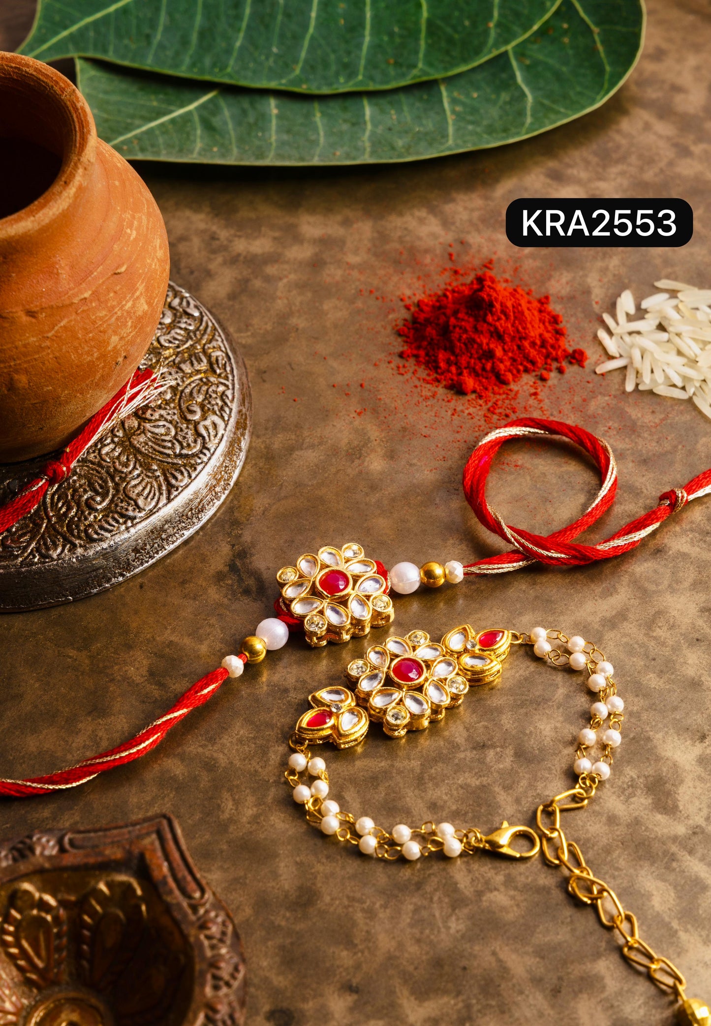 Kundan Rakhi & Bracelet Set (KRA2553)