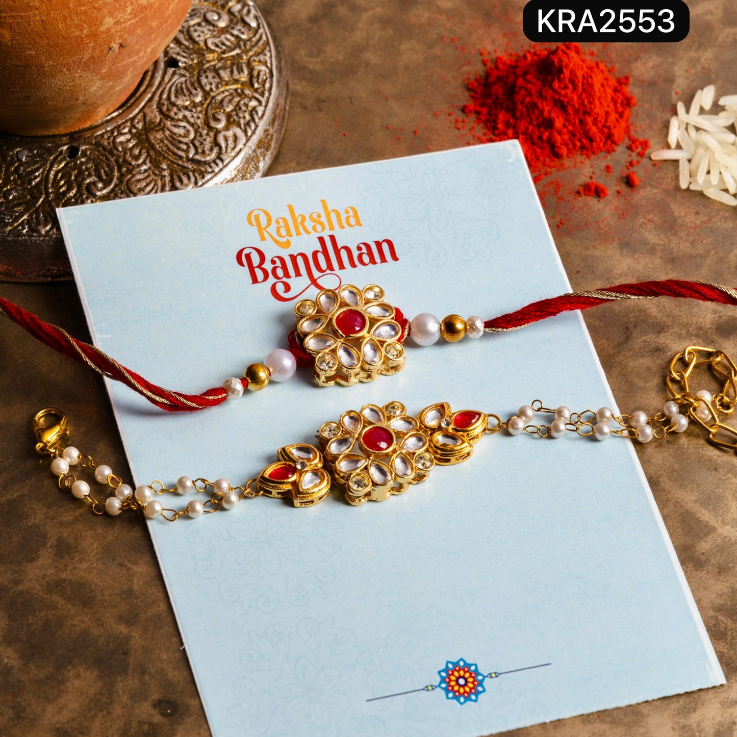 Kundan Rakhi & Bracelet Set (KRA2553)