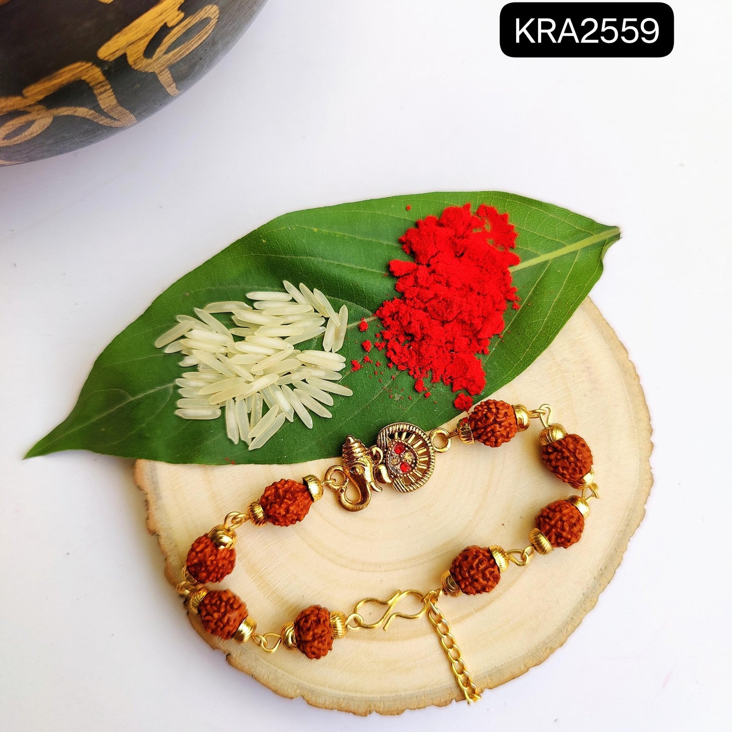 Metal God Bracelets With OM Rudraksha Bracelet (KRA2559)