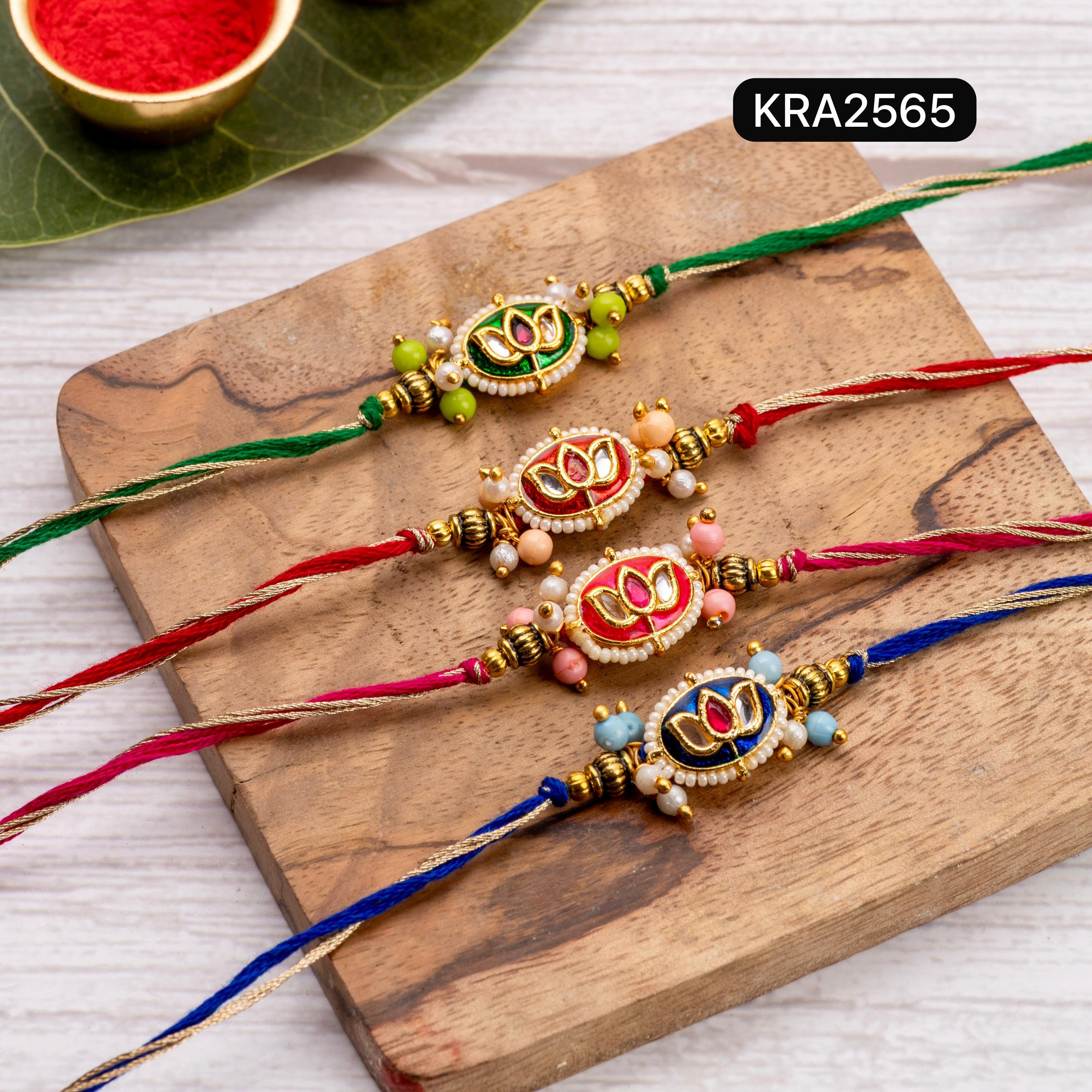 Lotus Meenakari With Kundan Rakhi (KRA2565)