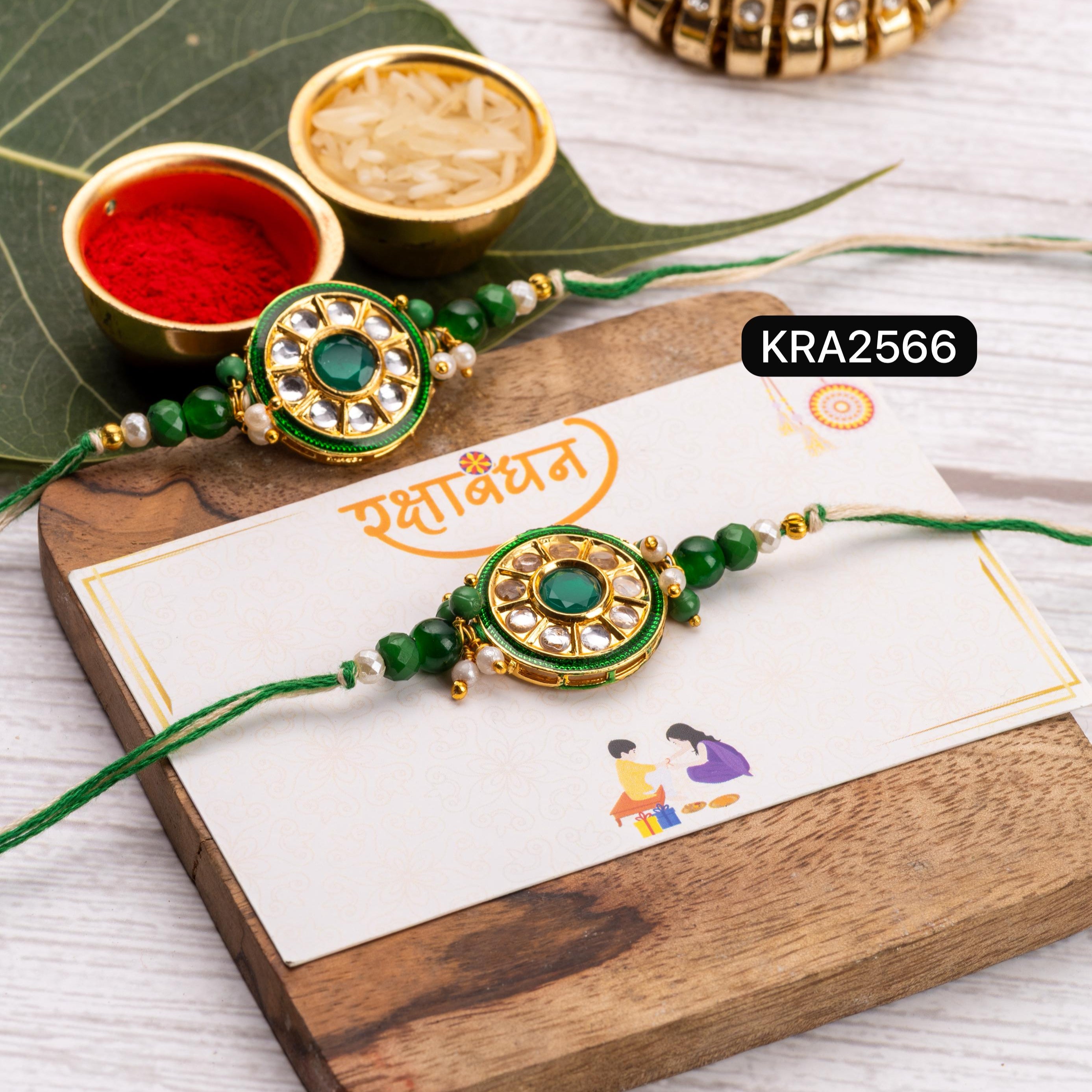 Colored Stone Kundan Rakhi (KRA2566)